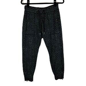 Sundays Cheetah Print Drawstring NYC Palmer Joggers Zipper Ankle Gray Black‎